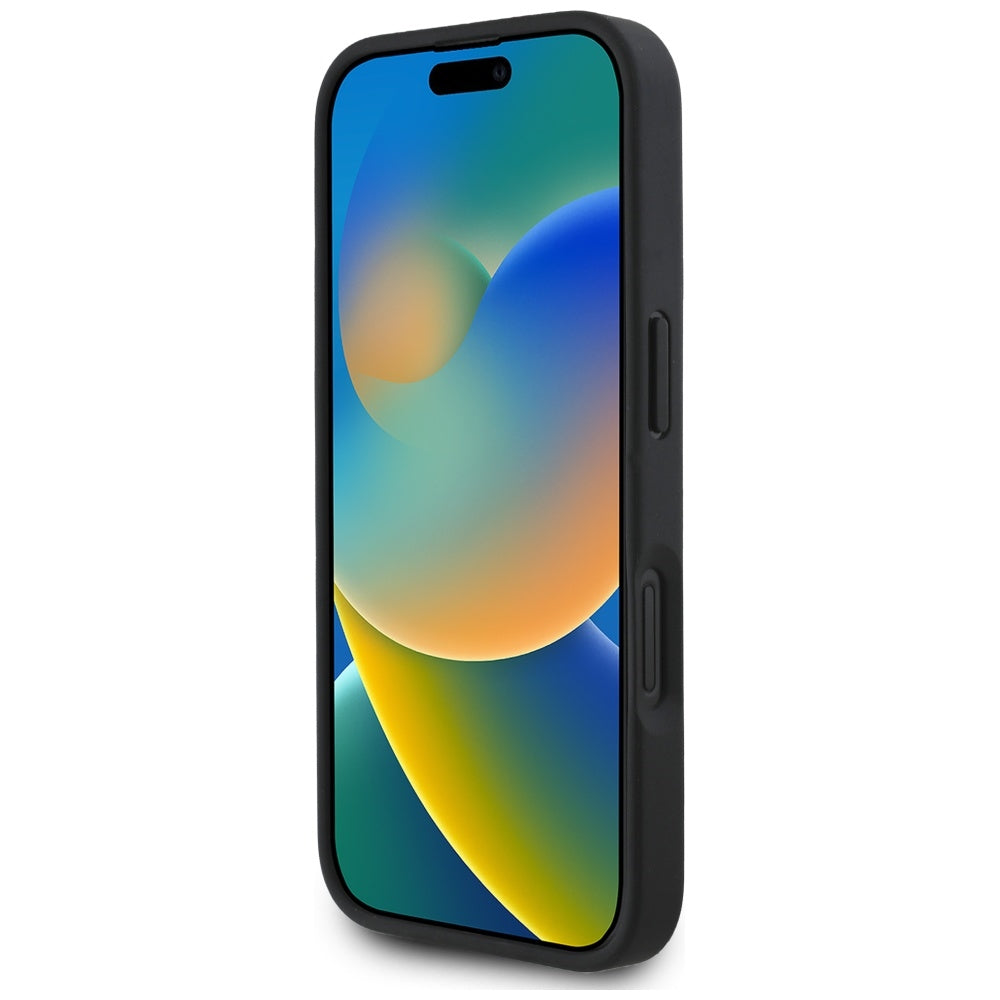 Калъф за Apple iPhone 16, Guess, 4G Grained Roses Big Logo, Черен