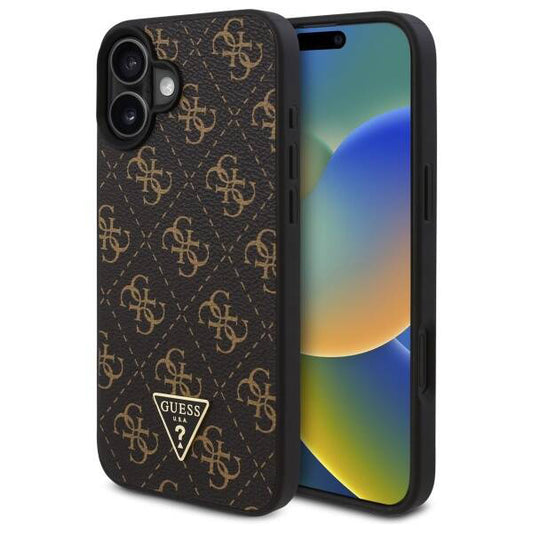Калъф за Apple iPhone 16, Guess, 4G Triangle Logo, Черен