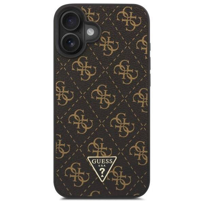 Case for Apple iPhone 16, Guess, 4G Triangle Logo, Black