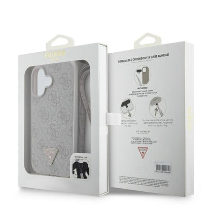 Калъф за Apple iPhone 16, Guess, Crossbody 4G Triangle Strass, Син