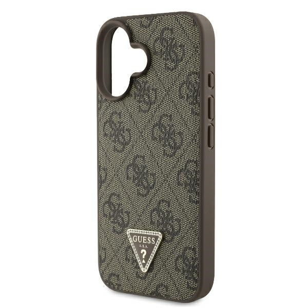 Калъф за Apple iPhone 16, Guess, Crossbody 4G Triangle Strass, Кафяв