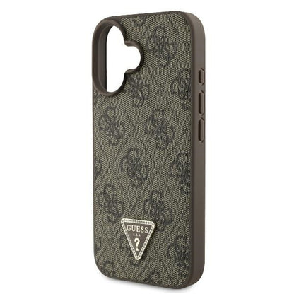 Калъф за Apple iPhone 16, Guess, Crossbody 4G Triangle Strass, Кафяв