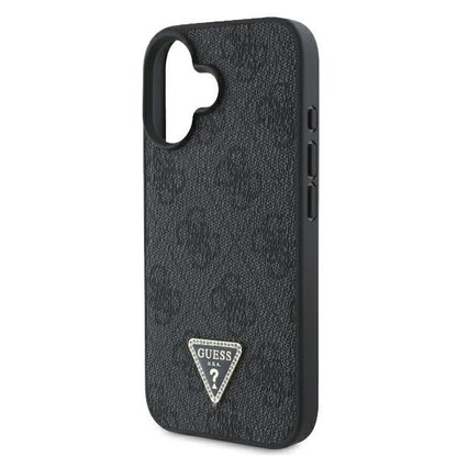 Калъф за Apple iPhone 16, Guess, Crossbody 4G Triangle Strass, Черен