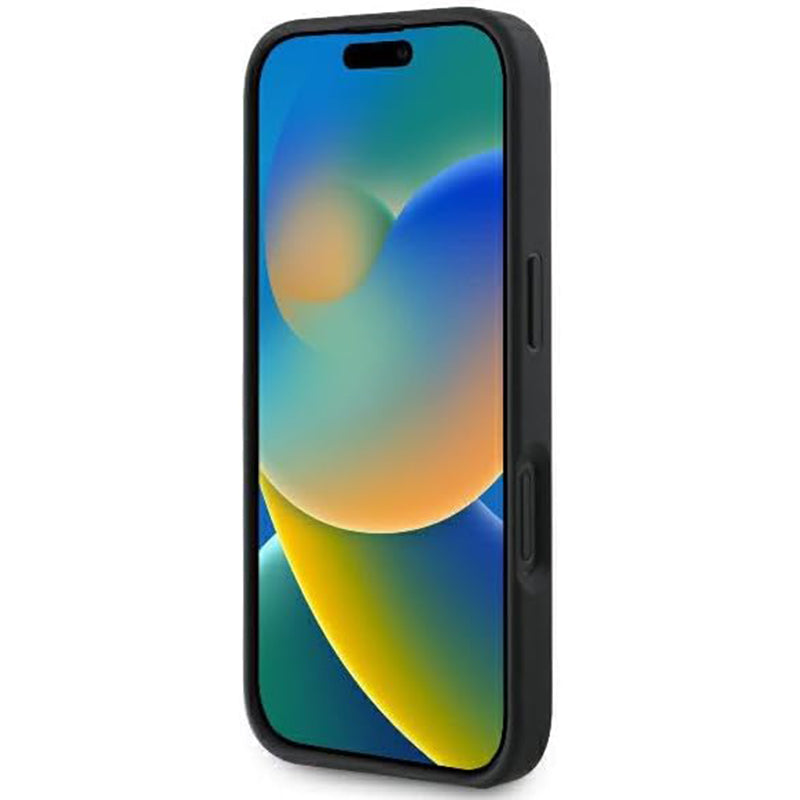 Калъф за Apple iPhone 16, Guess, Fixed Glitter Big 4G, Черен