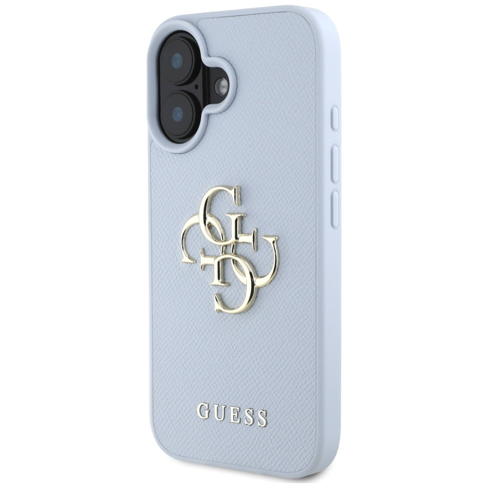 Калъф за Apple iPhone 16, Guess, Grained Big 4G Logo Small Classic Logo, Син