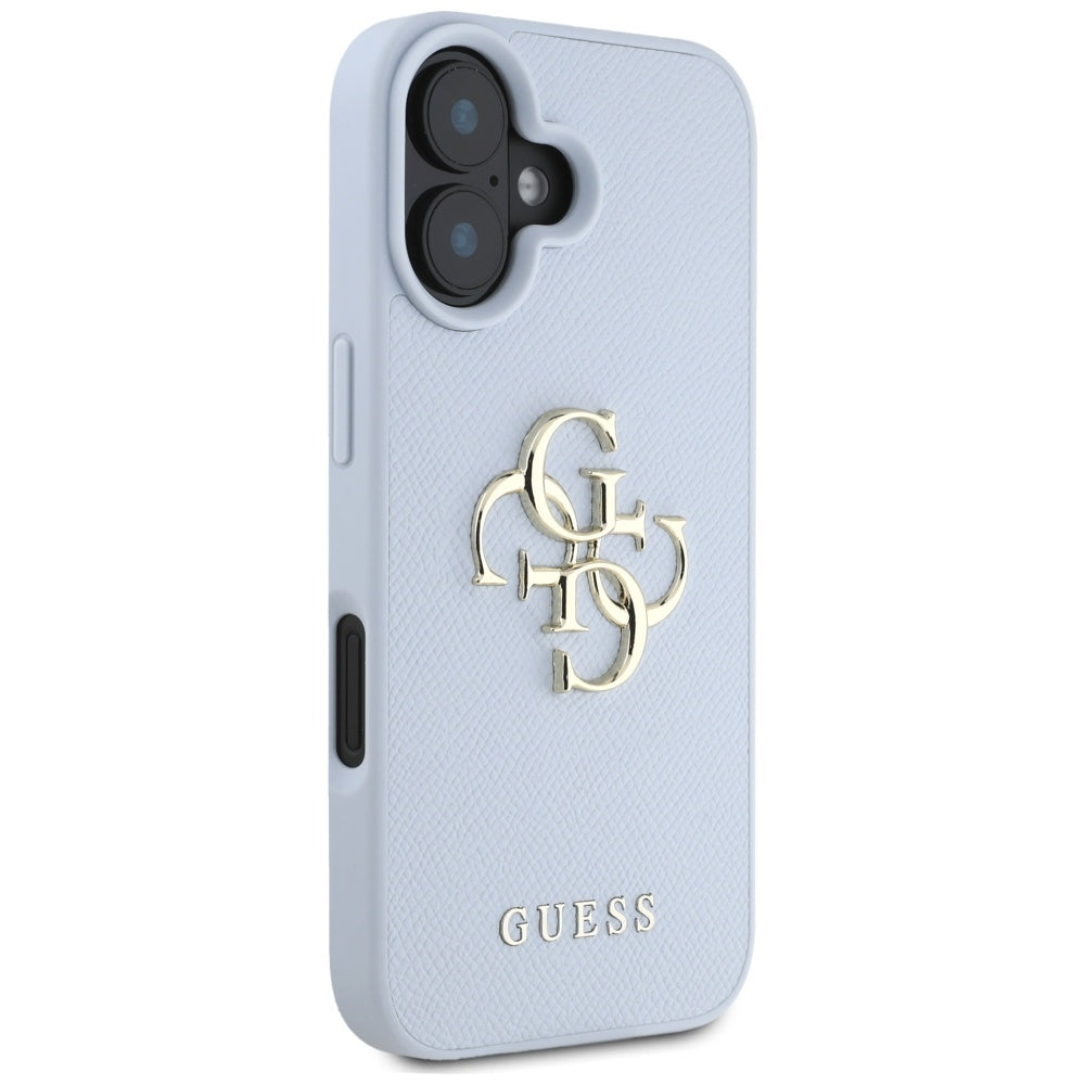 Калъф за Apple iPhone 16, Guess, Grained Big 4G Logo Small Classic Logo, Син