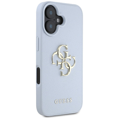 Калъф за Apple iPhone 16, Guess, Grained Big 4G Logo Small Classic Logo, Син