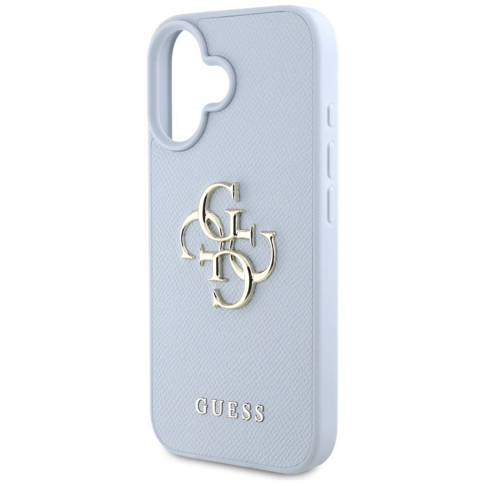 Калъф за Apple iPhone 16, Guess, Grained Big 4G Logo Small Classic Logo, Син