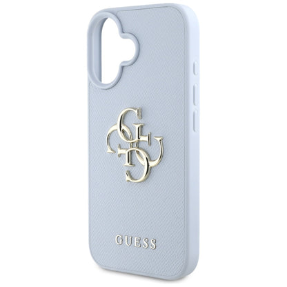 Калъф за Apple iPhone 16, Guess, Grained Big 4G Logo Small Classic Logo, Син