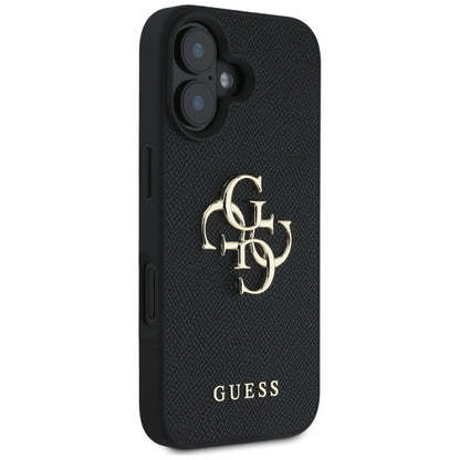 Калъф за Apple iPhone 16, Guess, Grained Big 4G Logo Small Classic Logo, Черен