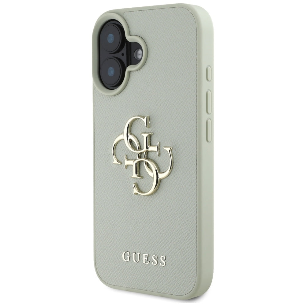 Калъф за Apple iPhone 16, Guess, Grained Big 4G Logo Small Classic Logo, зелен