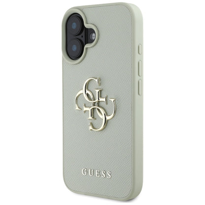 Калъф за Apple iPhone 16, Guess, Grained Big 4G Logo Small Classic Logo, зелен