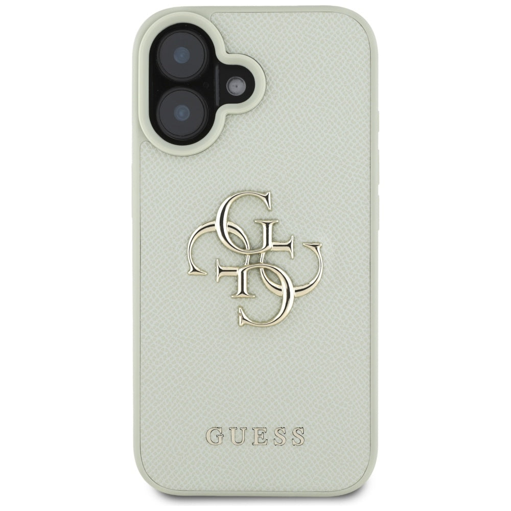 Калъф за Apple iPhone 16, Guess, Grained Big 4G Logo Small Classic Logo, зелен