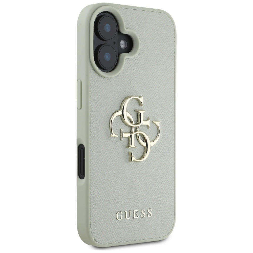 Калъф за Apple iPhone 16, Guess, Grained Big 4G Logo Small Classic Logo, зелен