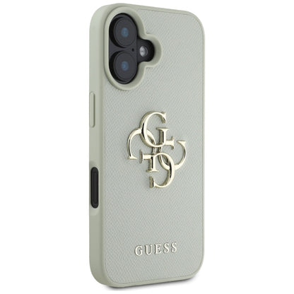 Калъф за Apple iPhone 16, Guess, Grained Big 4G Logo Small Classic Logo, зелен