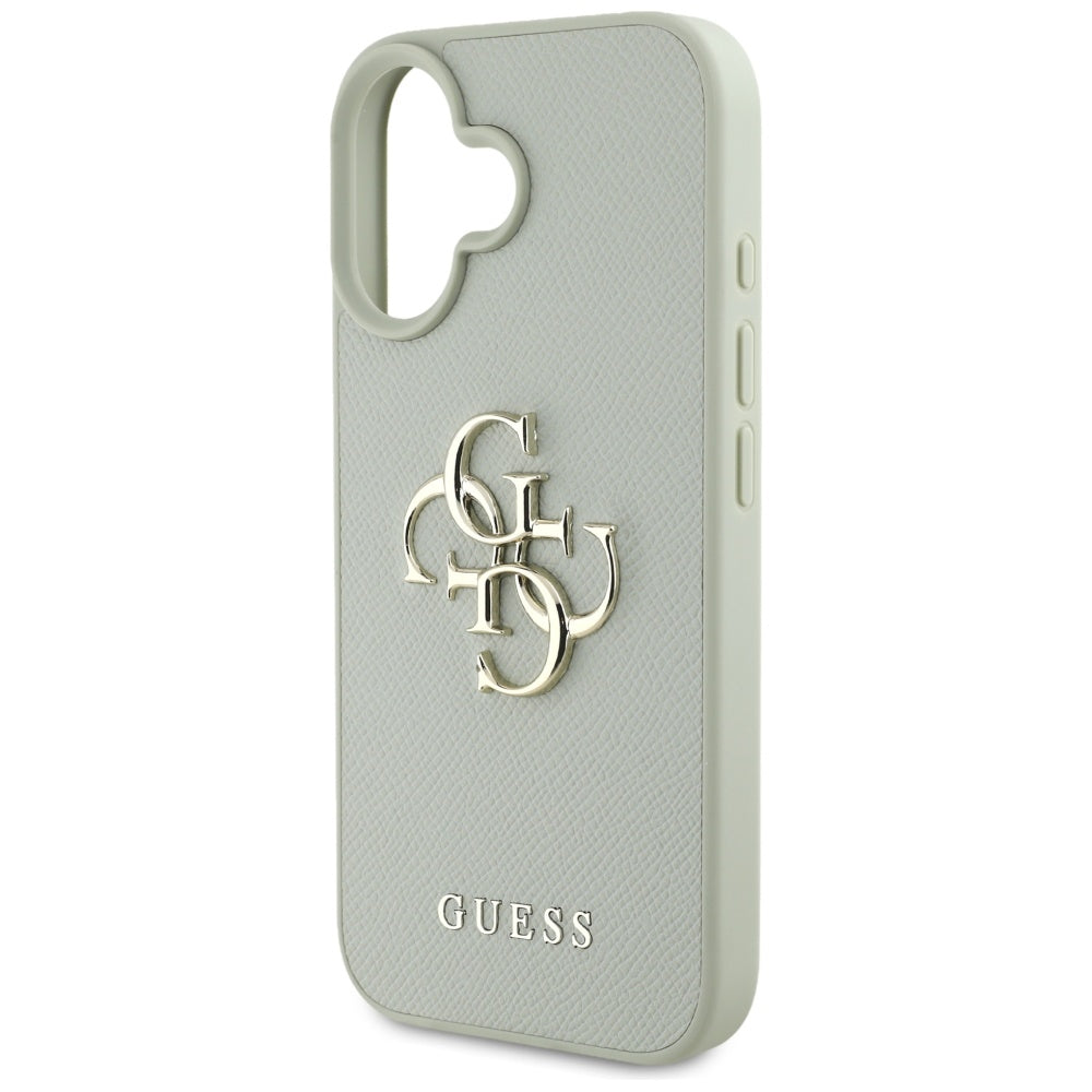 Калъф за Apple iPhone 16, Guess, Grained Big 4G Logo Small Classic Logo, зелен