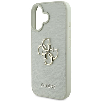 Калъф за Apple iPhone 16, Guess, Grained Big 4G Logo Small Classic Logo, зелен