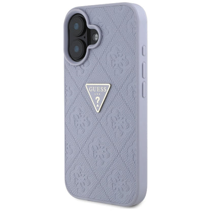 Калъф за Apple iPhone 16, Guess, Hot Stamp 4G Pattern Triangle Logo, Светло лилав