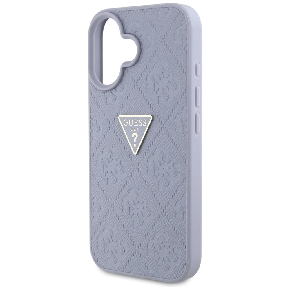 Калъф за Apple iPhone 16, Guess, Hot Stamp 4G Pattern Triangle Logo, Светло лилав