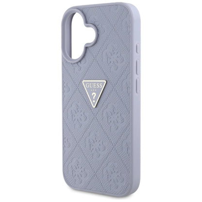 Калъф за Apple iPhone 16, Guess, Hot Stamp 4G Pattern Triangle Logo, Светло лилав