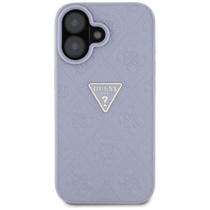 Калъф за Apple iPhone 16, Guess, Hot Stamp 4G Pattern Triangle Logo, Светло лилав