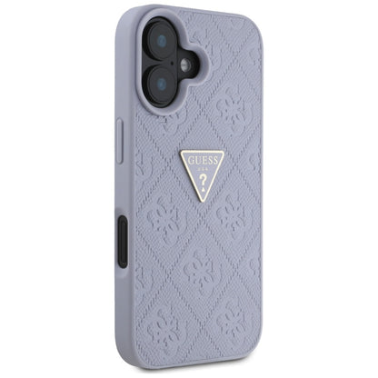 Калъф за Apple iPhone 16, Guess, Hot Stamp 4G Pattern Triangle Logo, Светло лилав