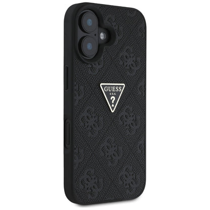 Калъф за Apple iPhone 16, Guess, Hot Stamp 4G Pattern Triangle Logo, Черен