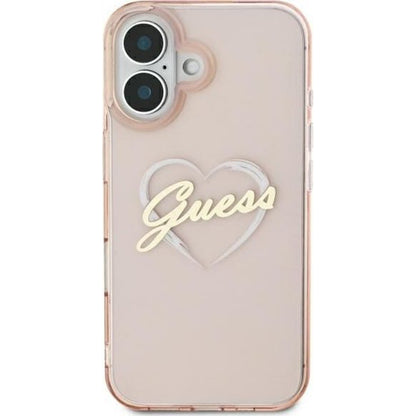 Case for Apple iPhone 16, Guess, IML Heart, Pink