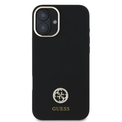 Калъф за Apple iPhone 16, Guess, Logo Strass 4G, Черен