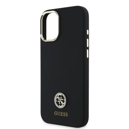Калъф за Apple iPhone 16, Guess, Logo Strass 4G, Черен