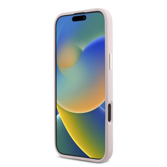 Калъф за Apple iPhone 16, Guess, Script Metal Logo & Frame, Розов