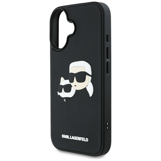 Калъф за Apple iPhone 16, Karl Lagerfeld, 3D Rubber Karl & Choupette, Черен