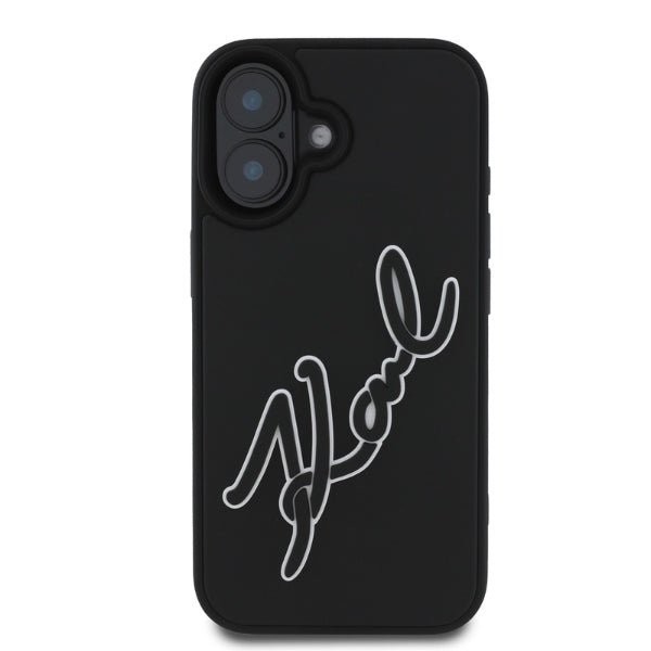 Калъф за Apple iPhone 16, Karl Lagerfeld, 3D Rubber Signature, Черен