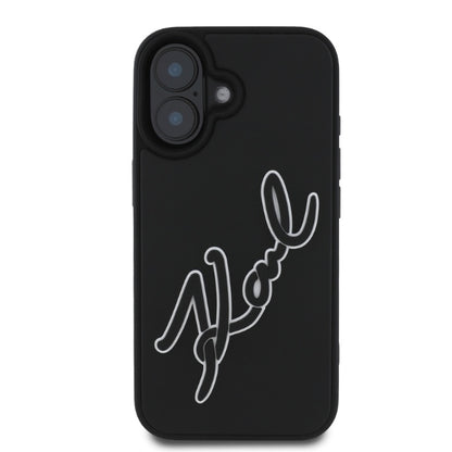 Калъф за Apple iPhone 16, Karl Lagerfeld, 3D Rubber Signature, Черен