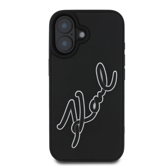 Калъф за Apple iPhone 16, Karl Lagerfeld, 3D Rubber Signature, Черен