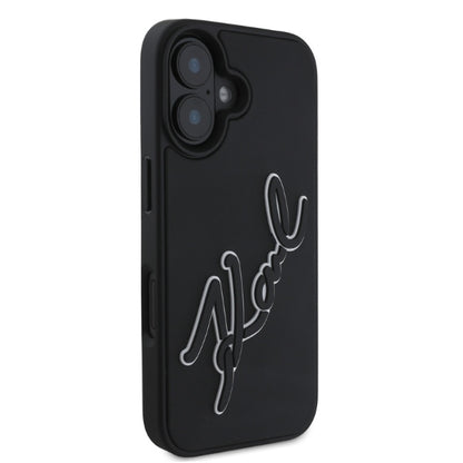 Калъф за Apple iPhone 16, Karl Lagerfeld, 3D Rubber Signature, Черен