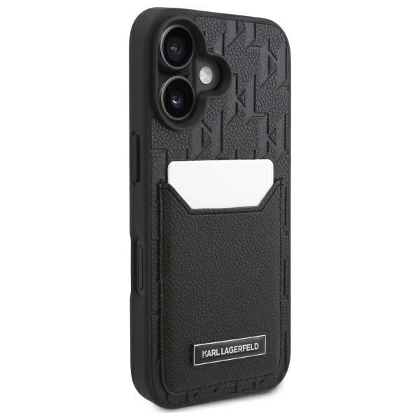 Калъф за Apple iPhone 16, Karl Lagerfeld, Cardslots Monogram, Черен