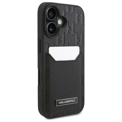Калъф за Apple iPhone 16, Karl Lagerfeld, Cardslots Monogram, Черен