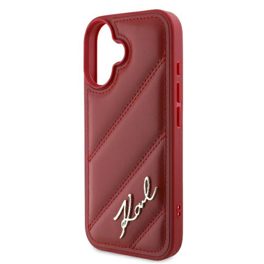 Калъф за Apple iPhone 16, Karl Lagerfeld, Diagonal Quilted Script, Rosie