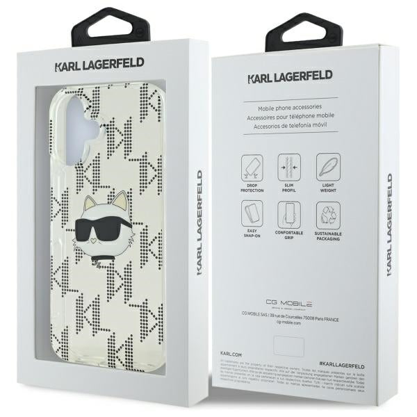Калъф за Apple iPhone 16, Karl Lagerfeld, IML Luxury Electroplated Choupette's Head, Прозрачен