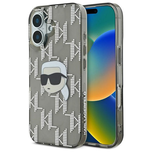 Калъф за Apple iPhone 16, Karl Lagerfeld, IML Luxury Electroplated Karl's Head, Черен