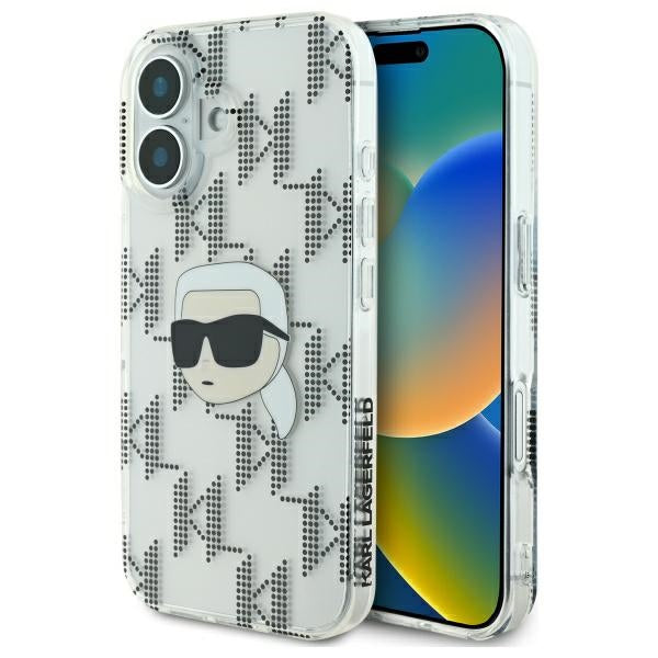 Калъф за Apple iPhone 16, Karl Lagerfeld, IML Luxury Electroplated Karl's Head, Прозрачен
