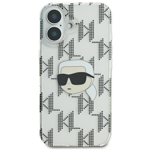 Калъф за Apple iPhone 16, Karl Lagerfeld, IML Luxury Electroplated Karl's Head, Прозрачен