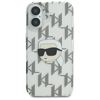 Калъф за Apple iPhone 16, Karl Lagerfeld, IML Luxury Electroplated Karl's Head, Прозрачен