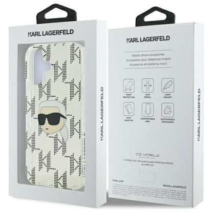 Калъф за Apple iPhone 16, Karl Lagerfeld, IML Luxury Electroplated Karl's Head, Прозрачен