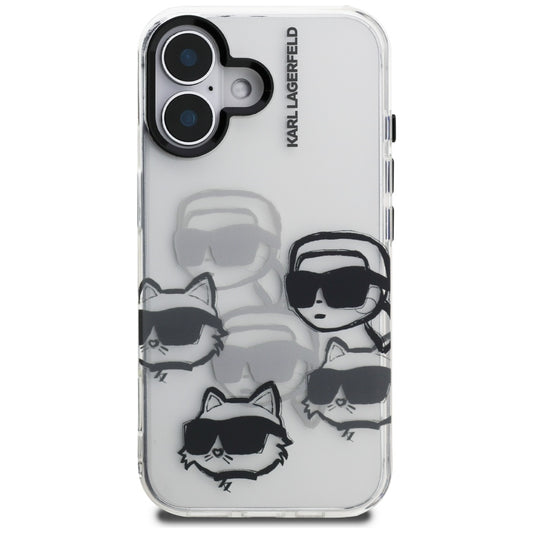 Калъф за Apple iPhone 16, Karl Lagerfeld, IML Luxury Multi Head Pattern, Прозрачен