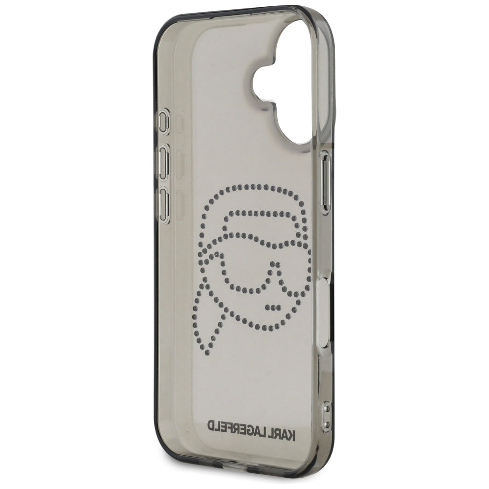 Калъф за Apple iPhone 16, Karl Lagerfeld, IML Rhinestones Karl's Head, Черен