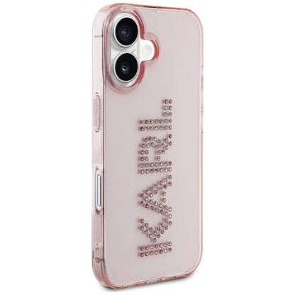Калъф за Apple iPhone 16, Karl Lagerfeld, IML Rhinestones Pink Logo, Розов