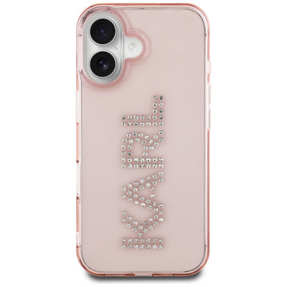 Калъф за Apple iPhone 16, Karl Lagerfeld, IML Rhinestones Pink Logo, Розов