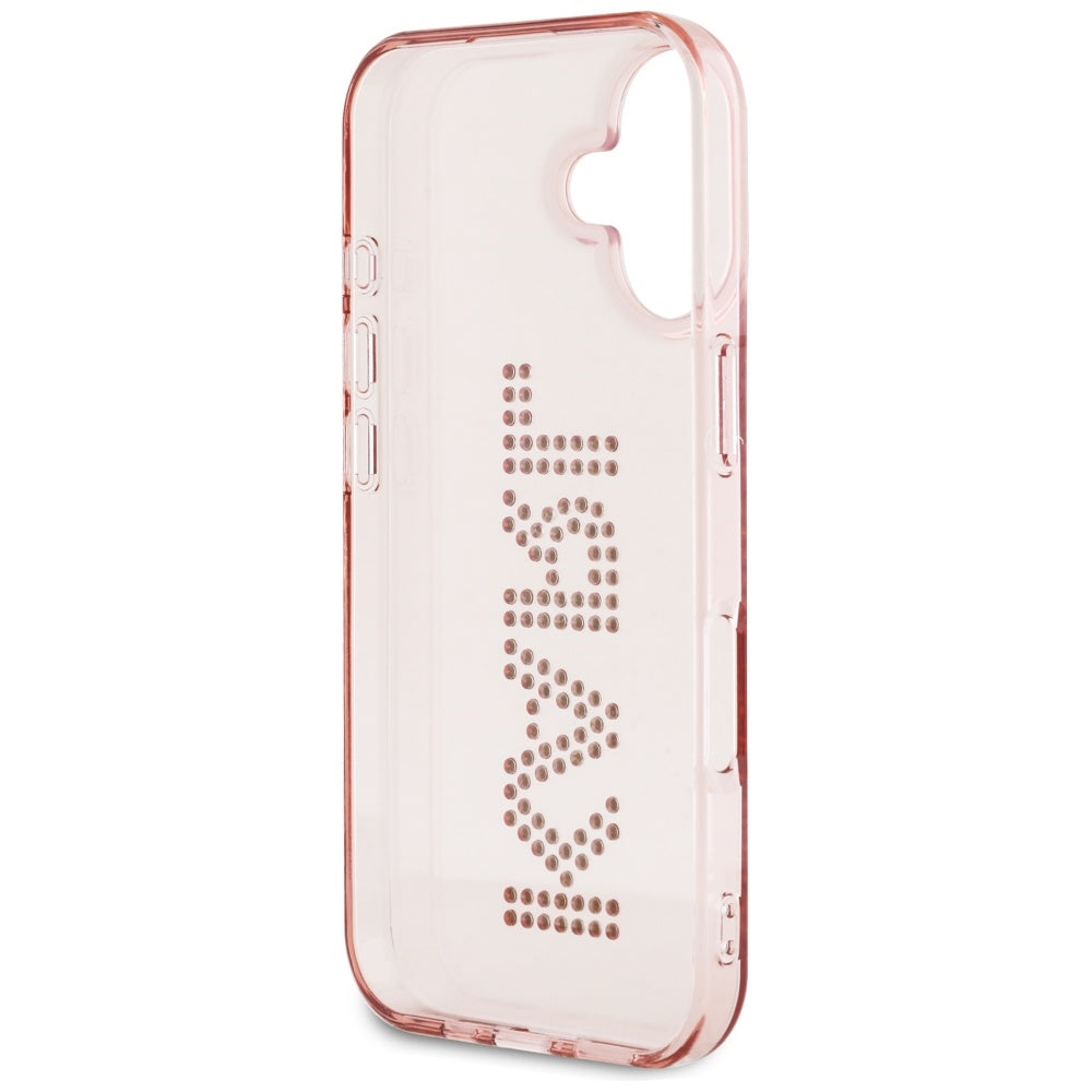 Калъф за Apple iPhone 16, Karl Lagerfeld, IML Rhinestones Pink Logo, Розов